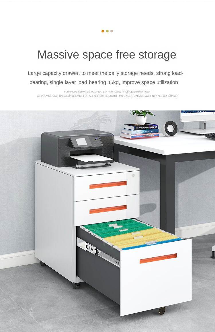 Factory Direct 390*500*600mm Moisture Proof Locked Three Drawers Metal Mobile Cabinet with Silent Wheels