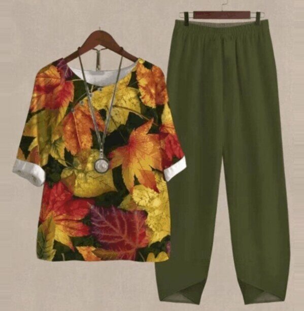 【S~5XL】😍2024 Novo conjunto de blusas e calças estampadas de duas peças