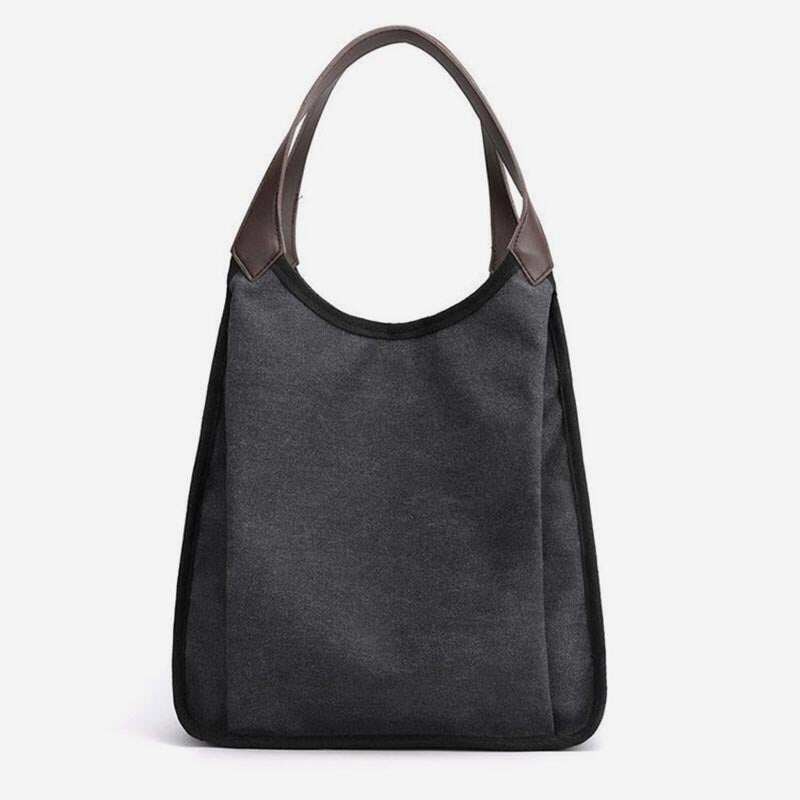 Bolsa feminina média com três compartimentos Bolsa de ombro espaçosa em lona