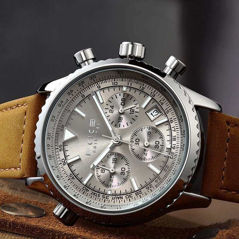 FEICE FK812 Мъжки часовници Многофункционални ръчно сглобени винтидж зелени часовници за мъже