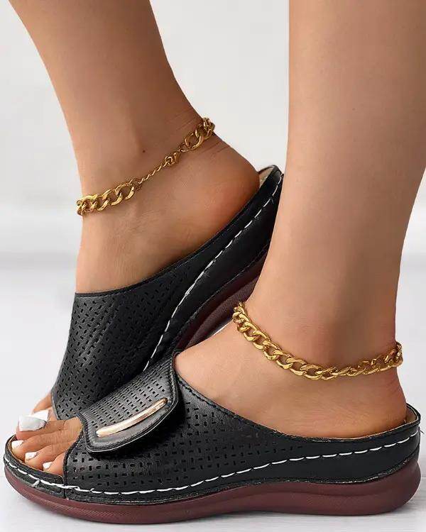 🔥Último dia 50% DE — Chinelos ortopédicos Peep Toe Hollow Out