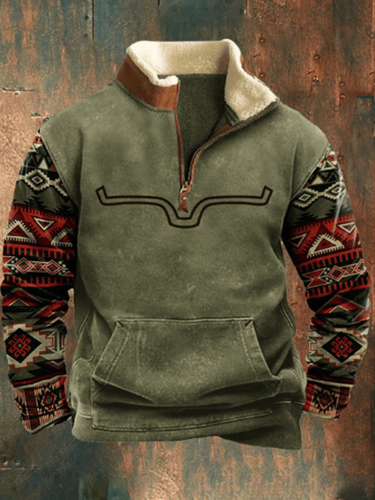 Ανδρικό φούτερ Vintage Western Quarter με βάση με φερμουάρ