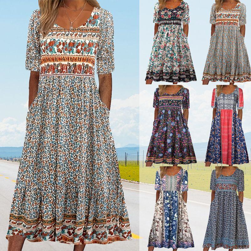 🌸 Vestido elegante Dami com estampa checa.