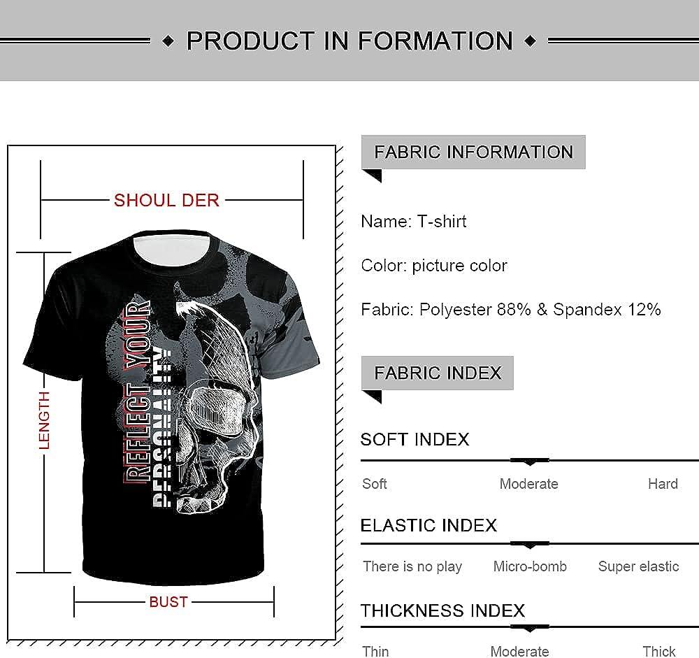 Men's 3D Print Skull T-Shirt 3D Creative Print Short Sleeve T-Shirt Casual Round Neck Novelty Street Fashion Tees Shirt