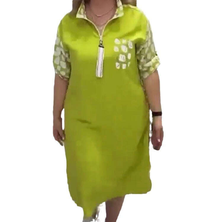 Vestido feminino patchwork na altura do joelho
