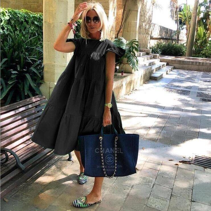 Vestido feminino com corte A para lindas férias de verão para mulheres