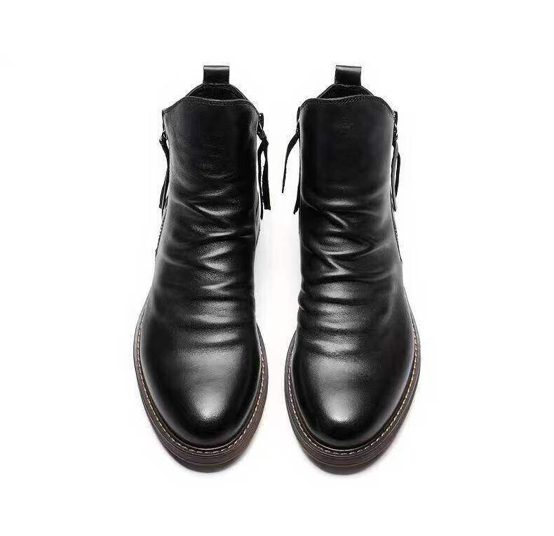 Novo Bota de couro com fecho de correr para homem | Oferta de metade do preço🔥