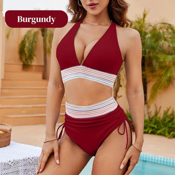 【Buy One Get One Free】💃Colorful High Waist Tummy Control Bikini Set
