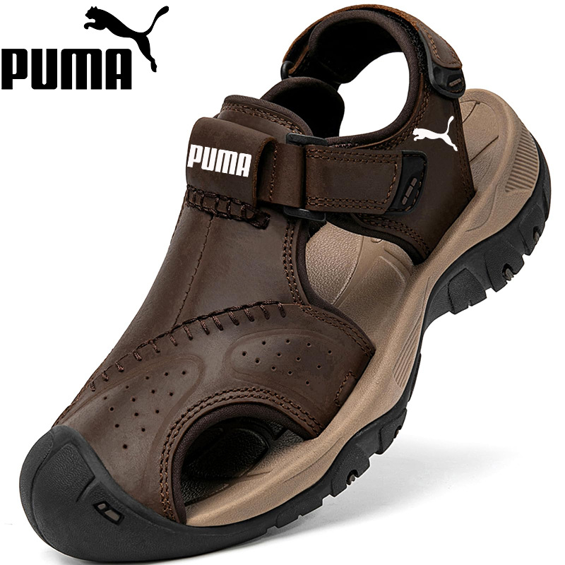 PUMA Sandały sportowe męskie z zamkniętymi palcami, skórzane, turystyczne, sportowe, spacerowe, na zewnątrz, na plażę, szlak, na rzekę, wędkarskie, do wody, lekkie, wygodne, wodoodporne