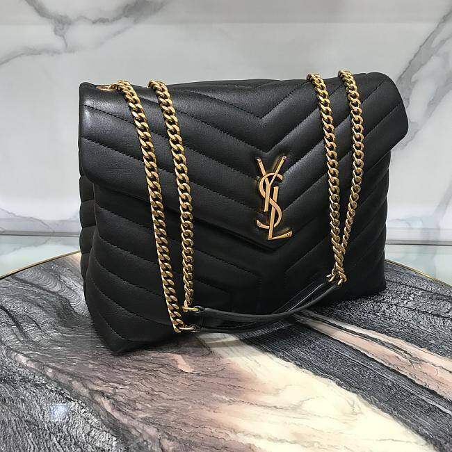 Średnia torba YSL 32 Loulou czarno-złota 32x22x11cm