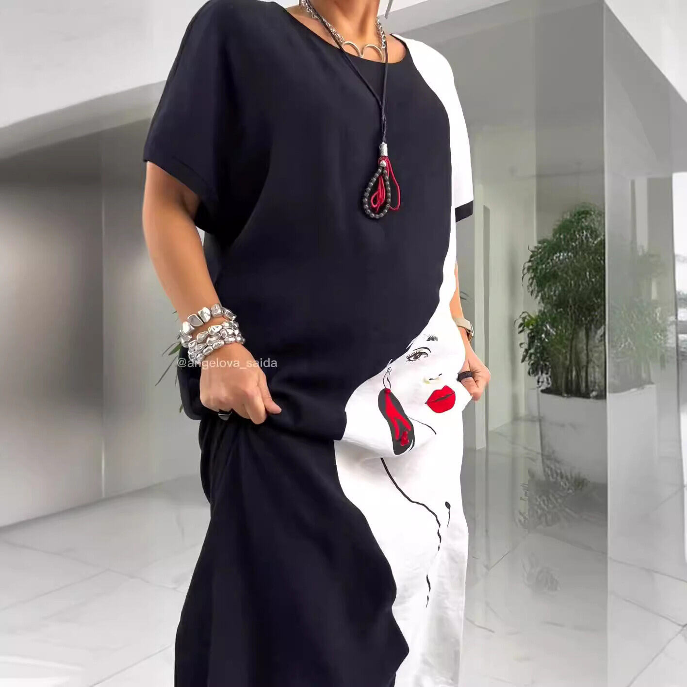 Nuovo vestito casual da donna con stampa di personaggi