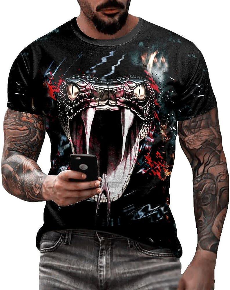 Men's 3D Print Skull T-Shirt 3D Creative Print Short Sleeve T-Shirt Casual Round Neck Novelty Street Fashion Tees Shirt