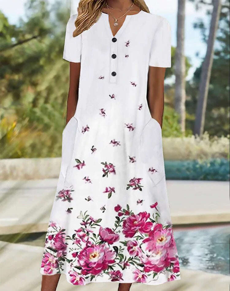 Letní volné šaty s výstřihem do V