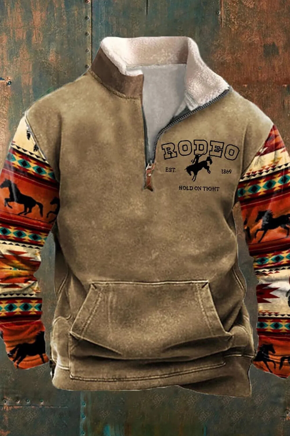 SUÉTERES MASCULINOS COM ZÍPER E PELE EM ESTILO ÉTNICO VINTAGE COM ESTAMPA