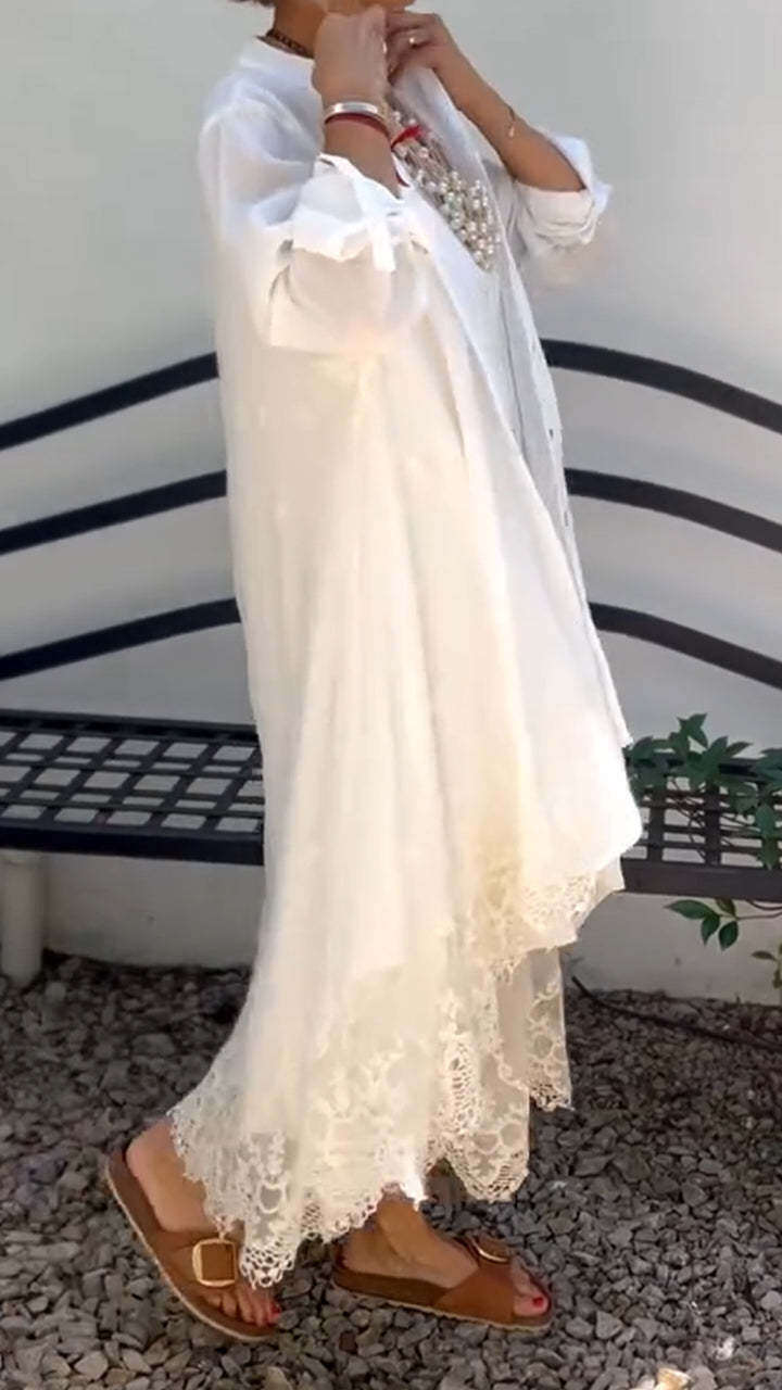 Saia suspensória de gola redonda para mulher + cardigan traje casual