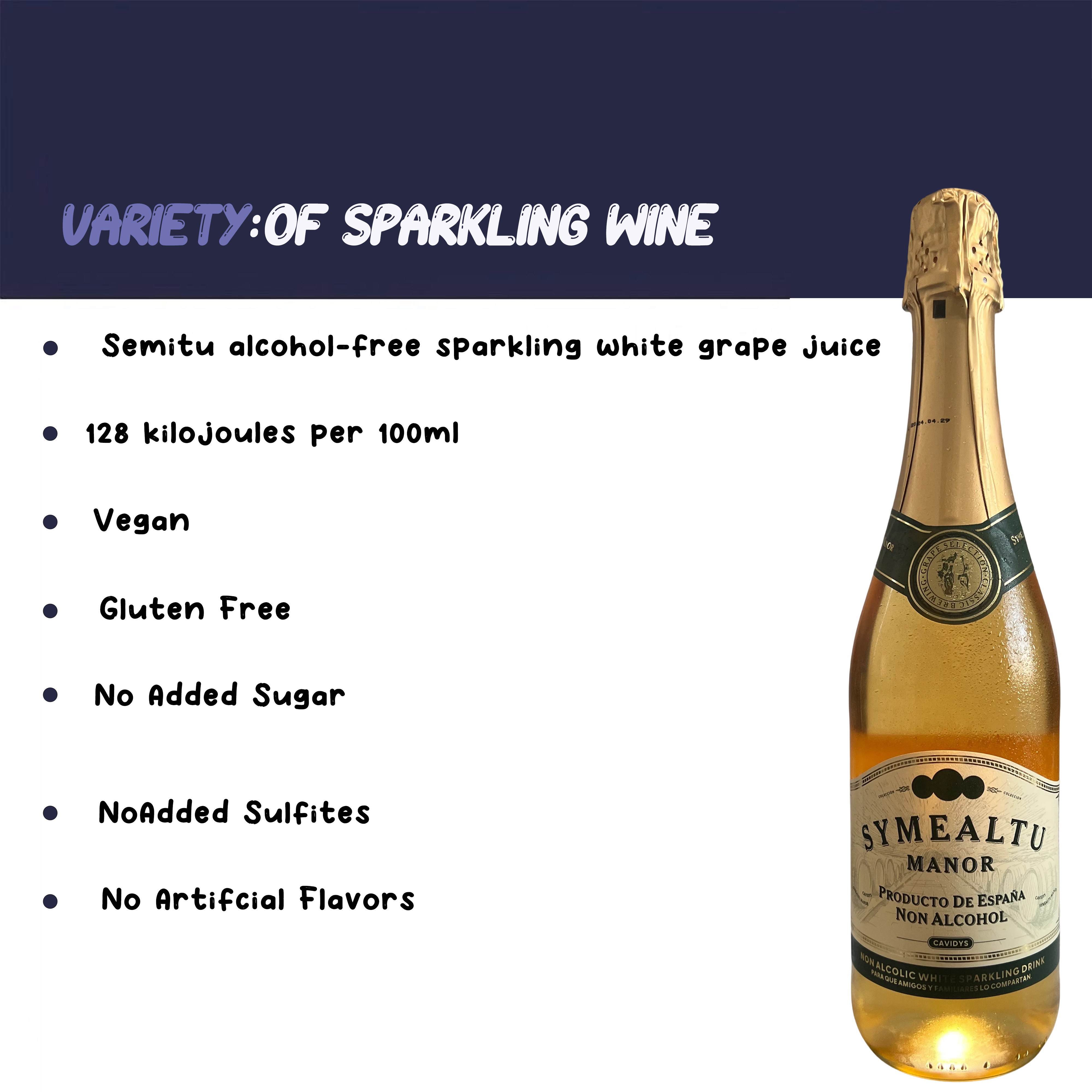 SYMEALTU MANOR-Alcohol-Free Sparkling White Wine