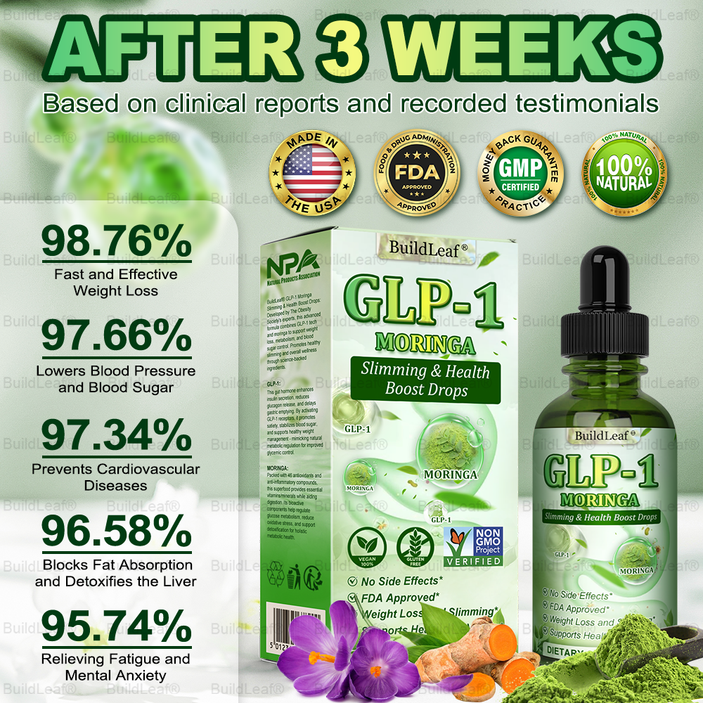 Clínica Mayo & Clevaland Oficial | BuildLeaf® Trizepatide GLP-1 Moringa Slimming & Health Boost Drops🔥 (Queimador de gordura de grau alimentício – Desenvolvido pela The Obesity Society)
