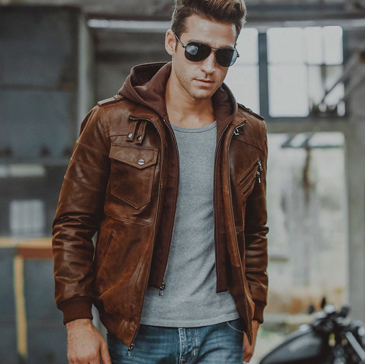 Denzell Outwear Jaqueta de couro Tornado