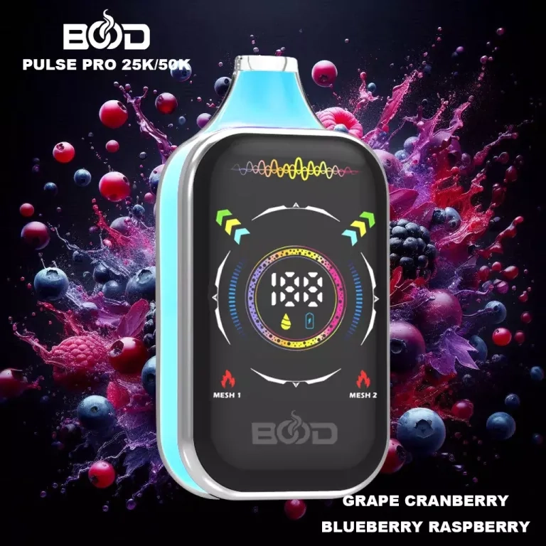 BOOD PULSE PRO 50000 Puffs Vapes Grape Cranberry Blueberry Raspberry