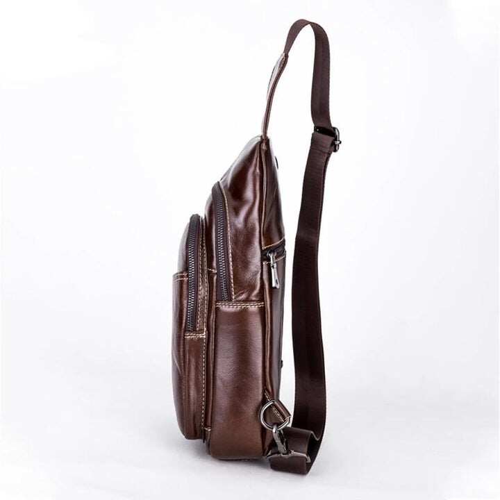 Męska torba na ramię z prawdziwej skóry Travel Sling Chest Bag