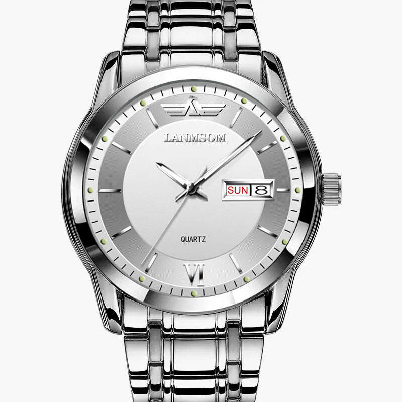 LANMSOM ултра тънък швейцарски часовник с календар за мъже