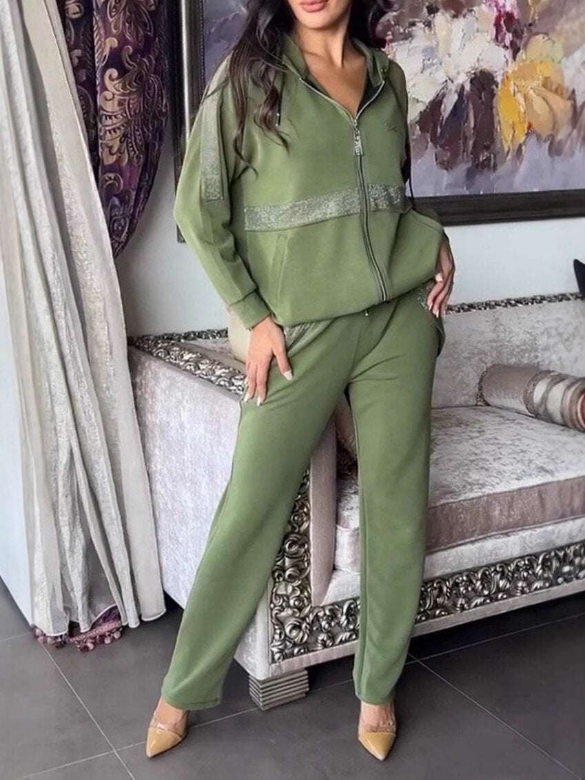 Novo outono e inverno casual conjunto de calças de manga comprida de duas peças