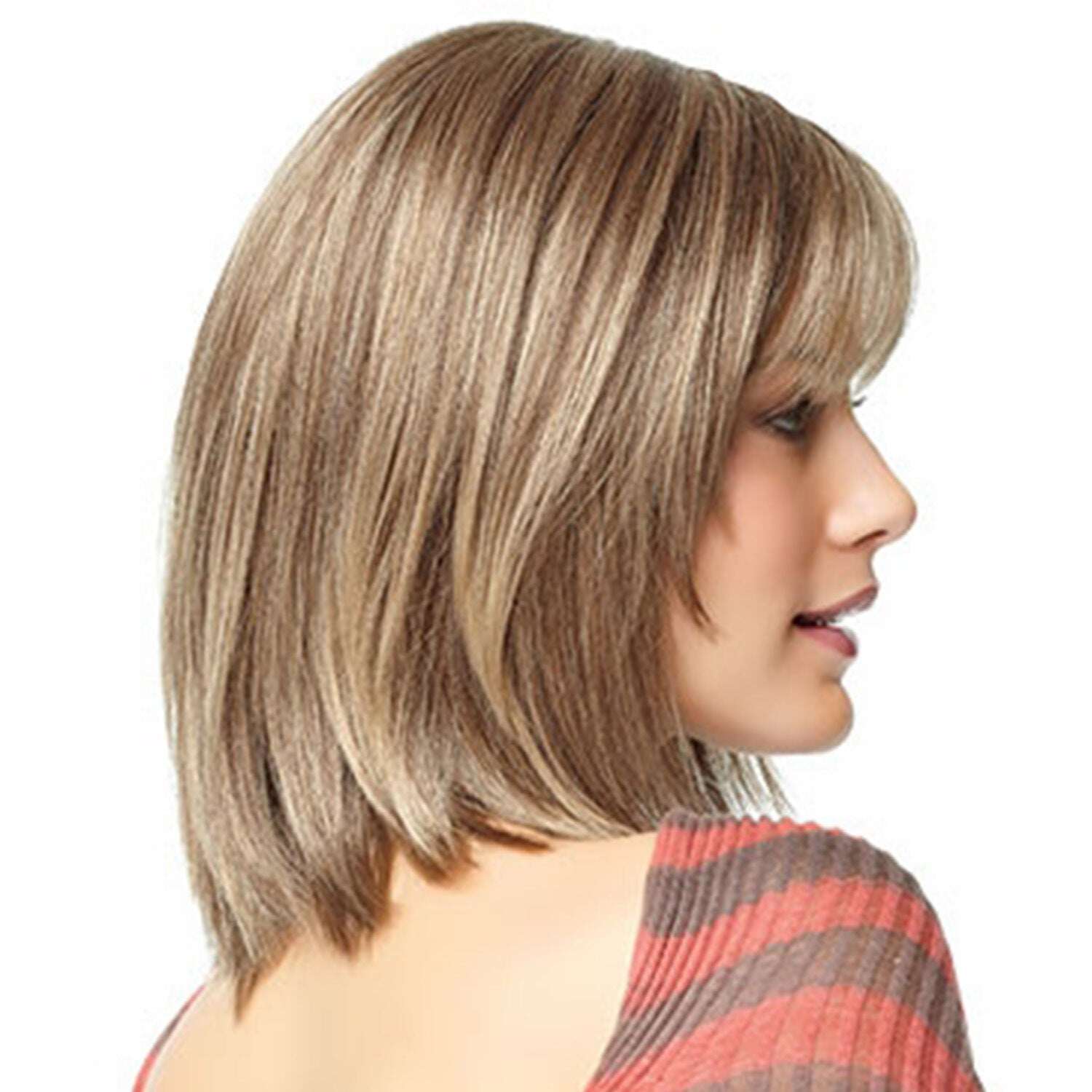 💁Short brown hair with oblique bangs