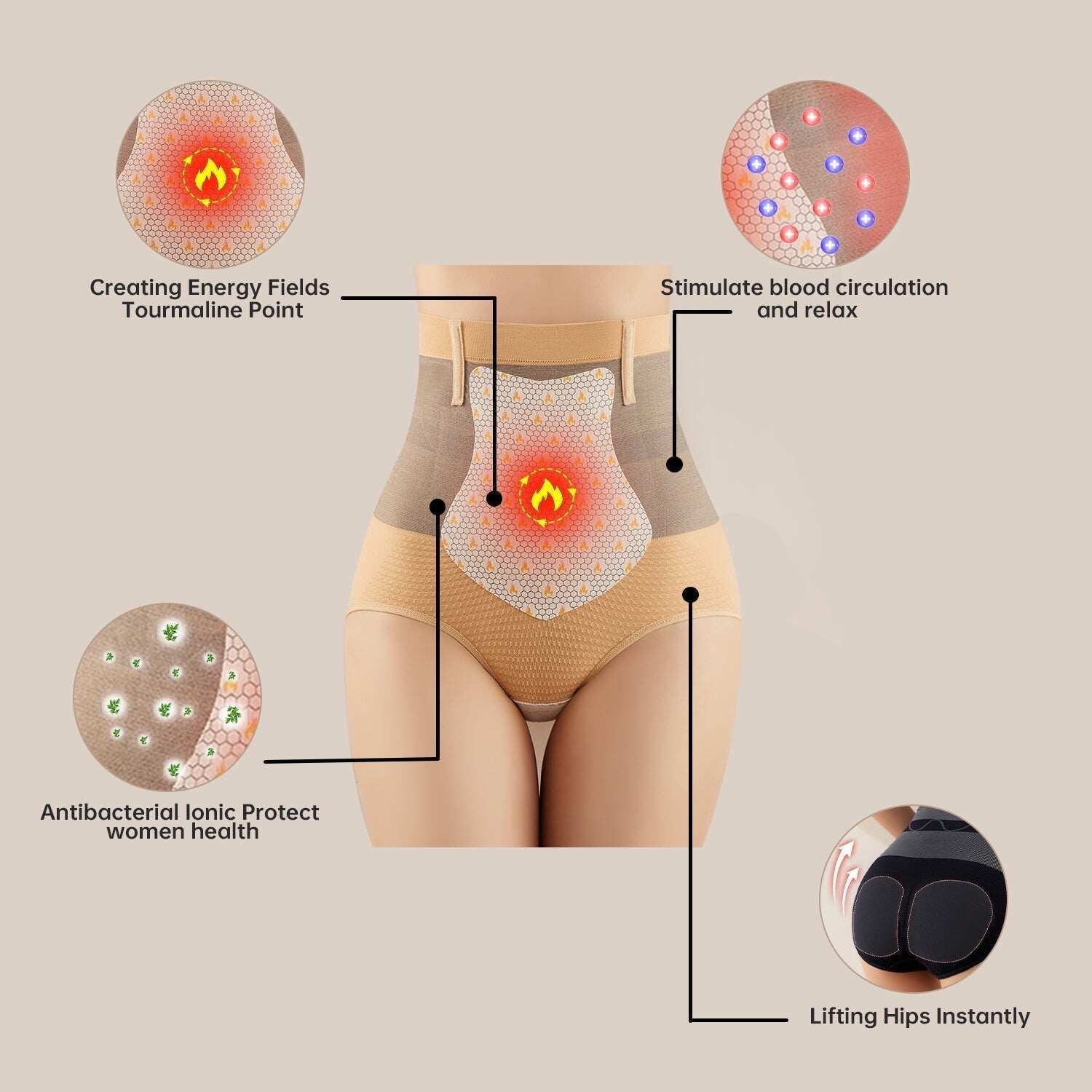 【Oficiální značkový obchod】 Šortky SHAPERMOV Detox Shaper, pohodlná prodyšná tkanina, obsahuje turmalín a grafenovou tkaninu