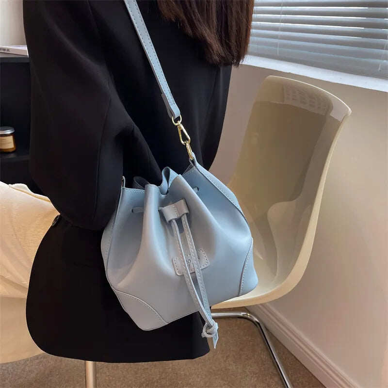 Balde de ombro xadrez bordado moda retrô de grande capacidade