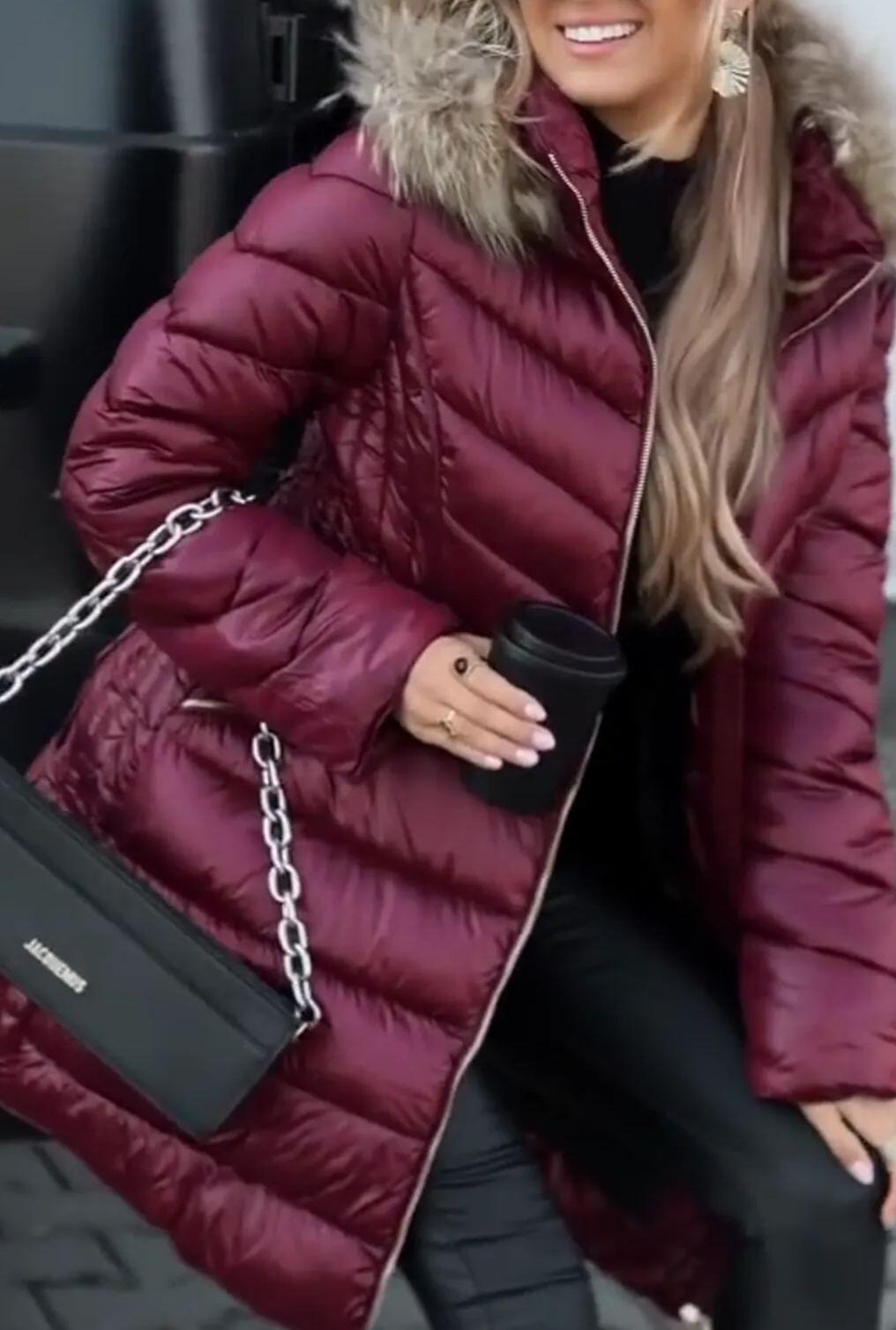 Luxurious Puffer Coats with Fur - Trimmed Hoods