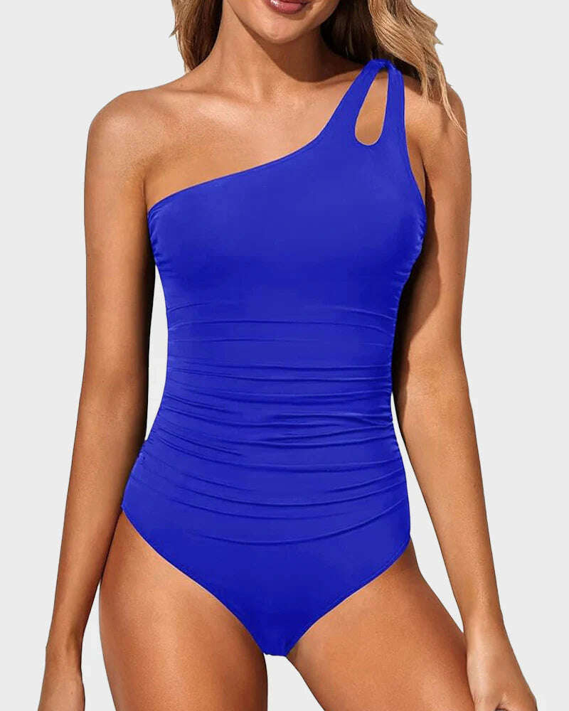 2025 New One Shoulder One Piece Swimsuit for Women Tummy Control Bathing Suits