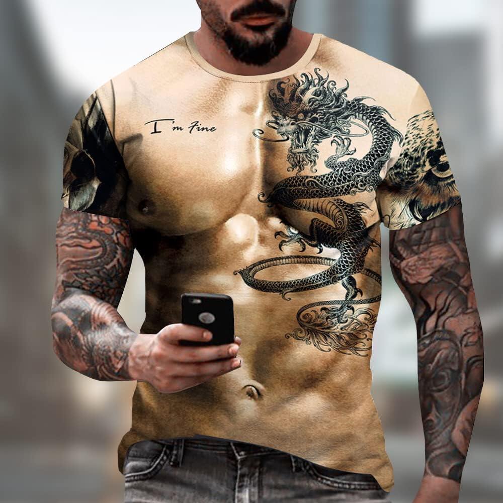 Men's 3D Print Skull T-Shirt 3D Creative Print Short Sleeve T-Shirt Casual Round Neck Novelty Street Fashion Tees Shirt