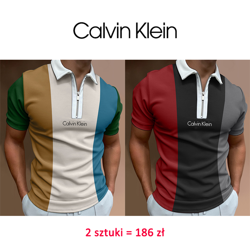 Calvin Klein ® Kontrastowa kolorowa swobodna koszulka polo , 2 sztuki