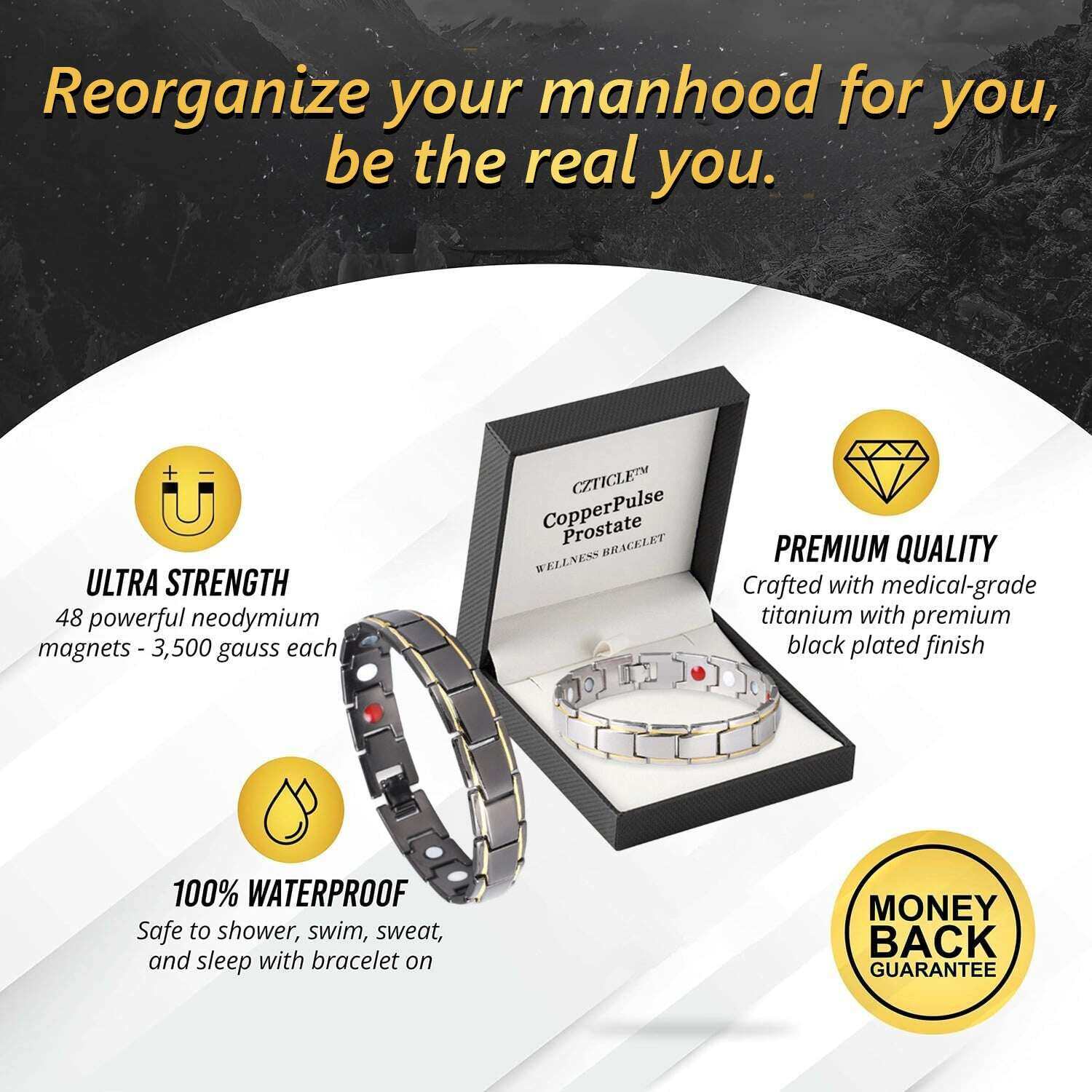 Pulseira de bem-estar para próstata Biancat™ CopperPulse