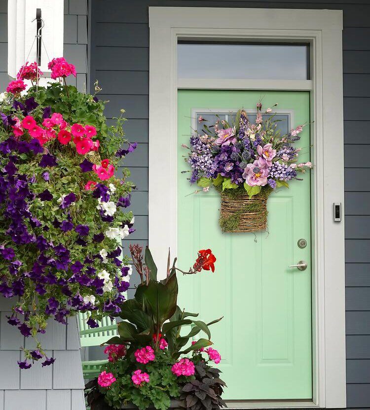 💝Sleva na poslední den - 50% sleva💖Věnce s levandulovým košíkem -Květinový věnec ke Dni matek, dárek pro maminku💐🥰