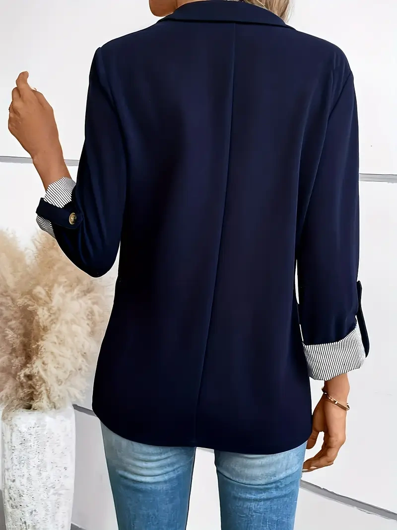 Jaqueta elegante – Gola, botões, mangas compridas, perfeita para o escritório.
