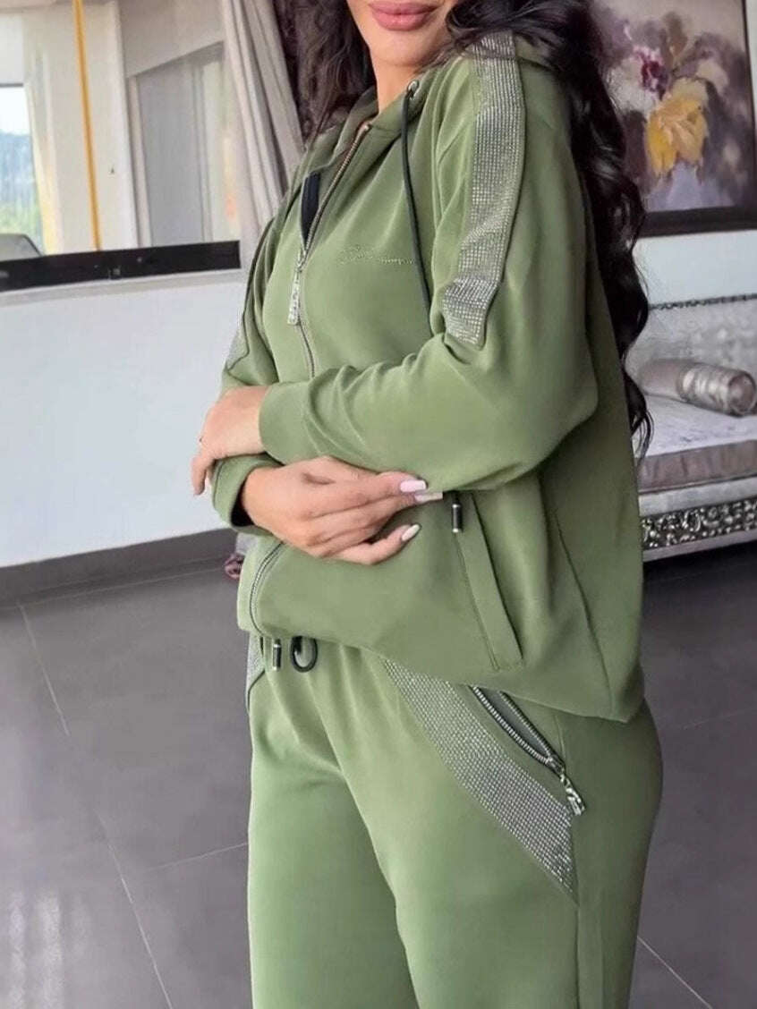 Novo outono e inverno casual conjunto de calças de manga comprida de duas peças