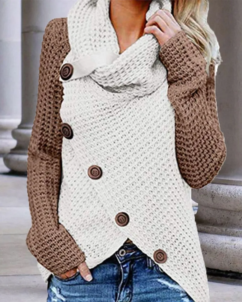 Uma gola rulê de malha simples para lazer