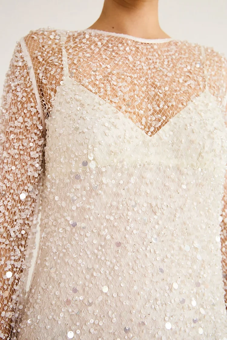 Minivestido de tule com aplicação de cristais Marzia.