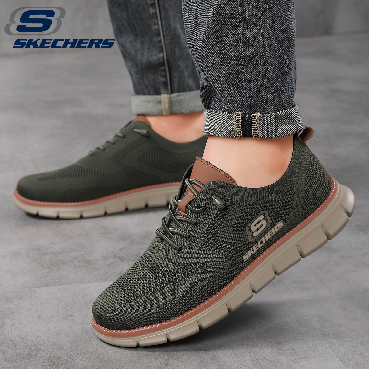 Novos mocassins leves com atacadores da Skechers, casuais, respiráveis ​​e voadores