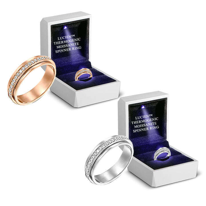 🎉Frete grátis somente hoje🎉Lucien™ Thermogenic Moissanite Spinner Ring（Desconto por tempo limitado 🔥 Último dia）