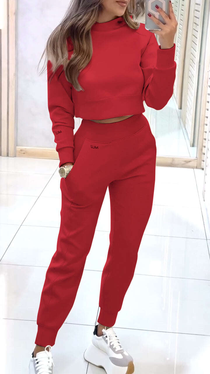 Camisola casual feminina com gola alta e mangas compridas, para outono e inverno