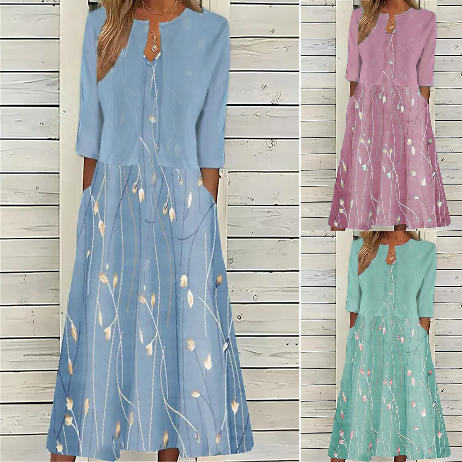 Vestido elegante feminino com estampa--100% de garantia de satisfação