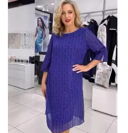 Vestido fino elegante estampado saia evasé de comprimento médio