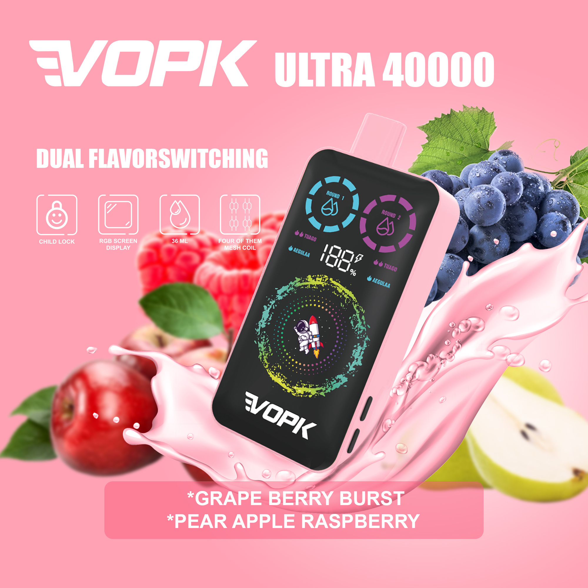 VOPK ULTRA 40000 Puffs Double Taste jednorazowe Vape - zaawansowane funkcje dla maksymalnej przyjemności B