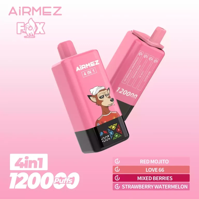 AIRMEZ FOX 120000 Puffs 4 IN 1 Taste Disposable Vape strawberry ice