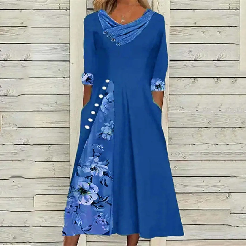 【S-3XL】2024 novo modelo e vestido com decote em v com bolso