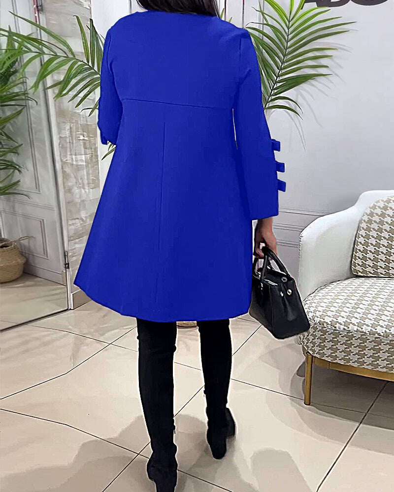 Vestido casual na altura do joelho com mangas compridas