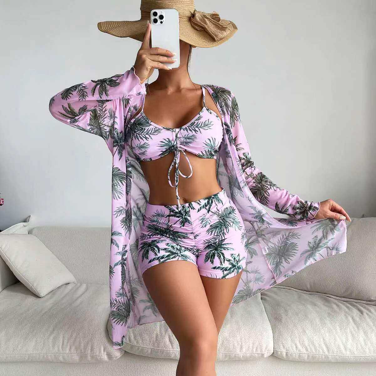 [✨Compre 1 e ganhe 1]👙 Novo maiô moderno de três peças, mais cores disponíveis