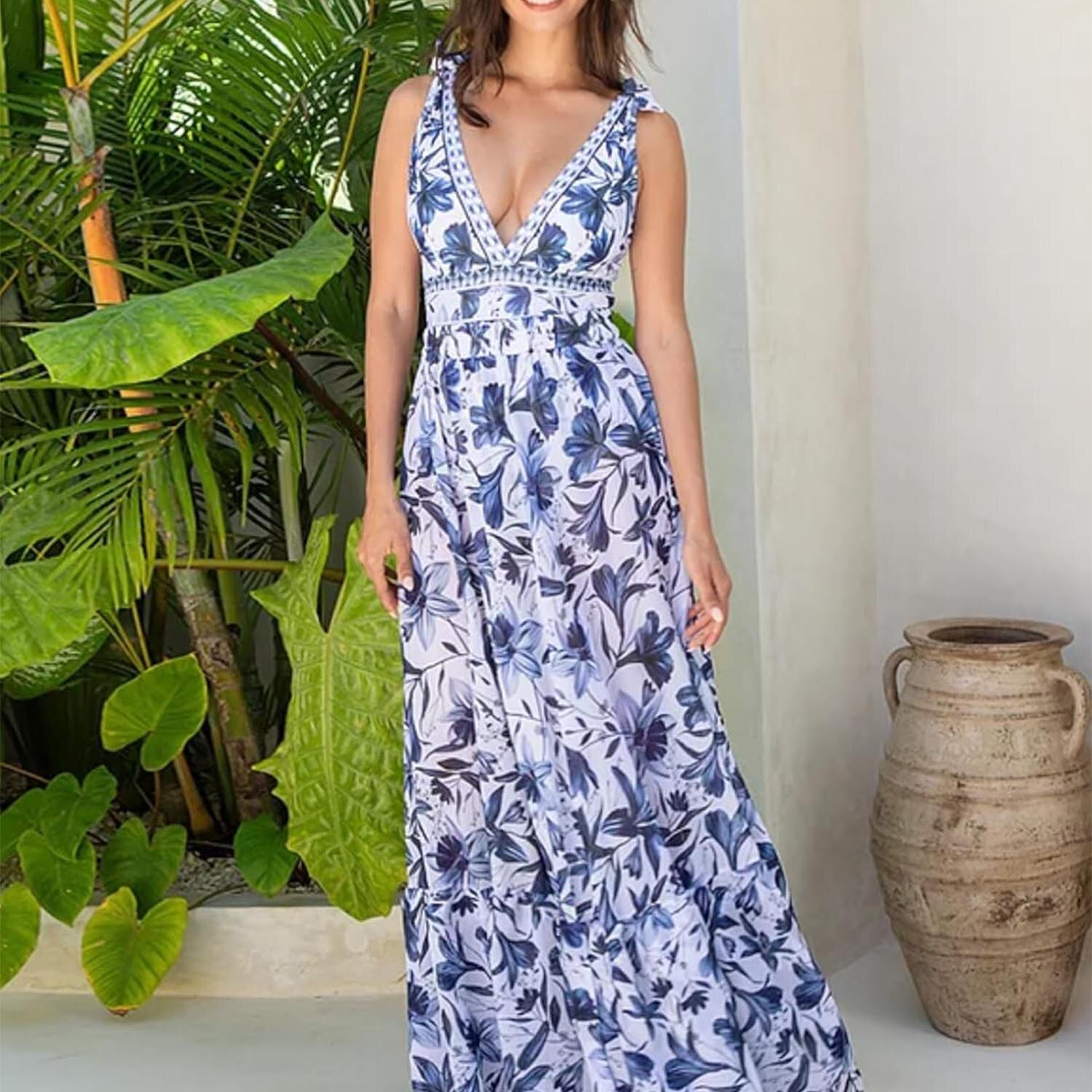 💥 Special offer: 50% off 💥 V-neck lace-up printed one-piece swimsuit with skirt